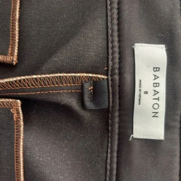 BABATON Brown Faux Leather Trousers 8 Caramel Sharp Polished Business Tailored - Picture 6 of 11